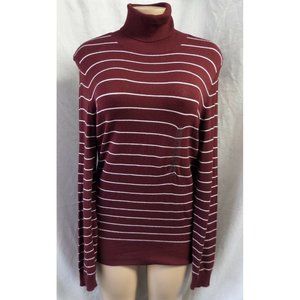 "ANN TAYLOR" MAROON/WHITE TURTLENECK CAREER CASUAL SWEATER TOP SIZE: XL NWT